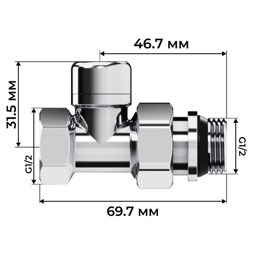 Набор термостатический прямой Royal Thermo Design 1/2" М30х1,5 (Хром)