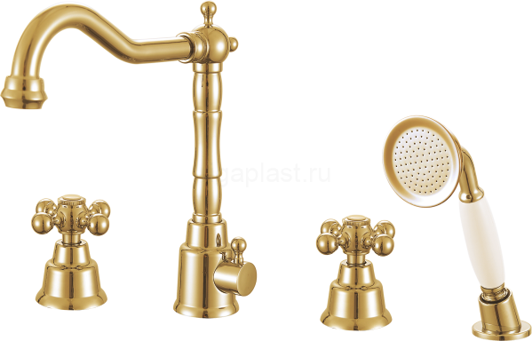 Смеситель на борт ванны GANZER GZ09033-E, на 4 отверстия, золото
