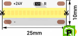 Лента светодиодная LUX, FOB, 640 LED/м, 14 Вт/м, 24В, IP33, Нейтральный белый (4000K)