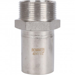 Вставка переходная ROMMER НПр-НР 42 мм x 1 1/2" из нержавеющей стали, RSS-0024-042112