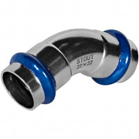Угольник STOUT 45° ВПр-ВПр, 22 мм, из нержавеющей стали, SSS-2005-000022