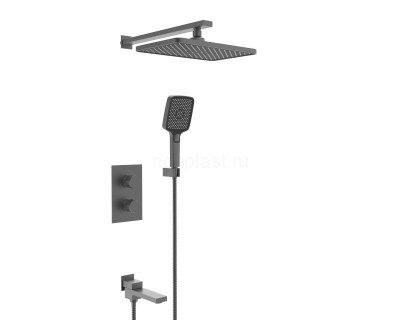 Душевая система ViEiR V25004-3G, скрытый монтаж, с термостатом, графит