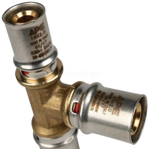 Тройник переходной 20х20х16 для металлопластиковых труб, прессовой STOUT SFP-0005-202016