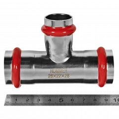 Тройник переходной ROMMER ВПр 28 x 22 x 28 мм из нержавеющей стали, RSS-0014-282228