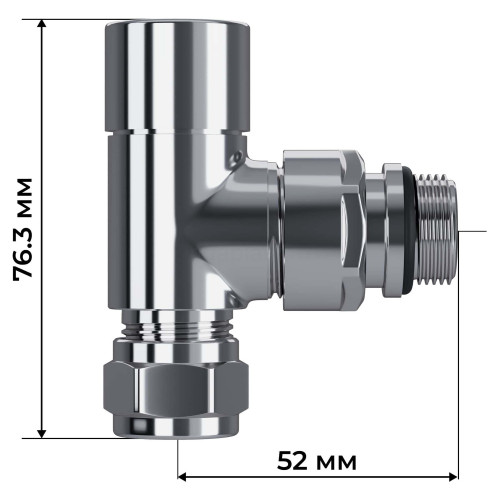 Набор термостатический трехосевой 1/2" Royal Thermo Design Pro 15мм М30х1,5 (Хром)