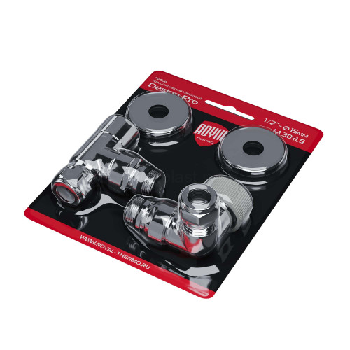 Набор термостатический трехосевой 1/2" Royal Thermo Design Pro 15мм М30х1,5 (Хром)