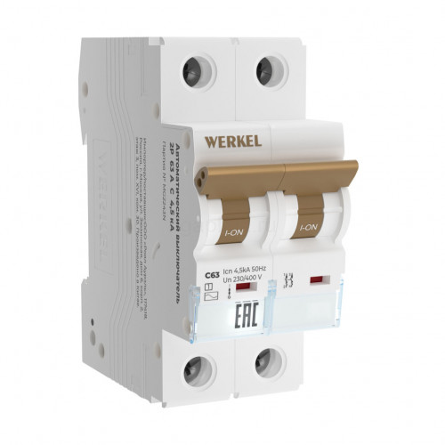 Автоматический выключатель Werkel 2P 63 A C 4,5 кА W902P634