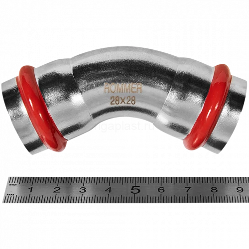 Угольник ROMMER 45° ВПр 28 мм из нержавеющей стали, RSS-0005-000028