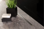 Душевой лоток Pestan Confluo Slim Line 850+ хром матовый в пол около стены, выпуск боковой