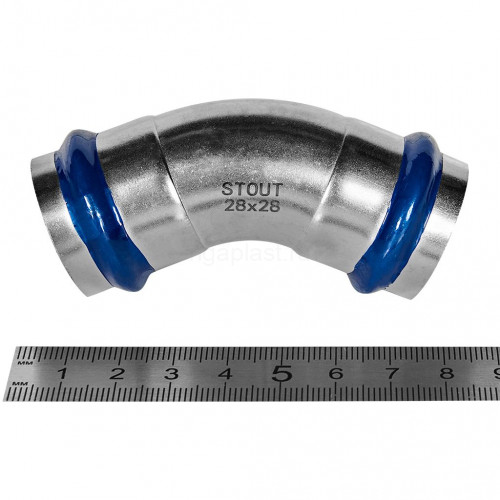 Угольник STOUT 45° ВПр-ВПр, 28 мм, из нержавеющей стали, SSS-2005-000028