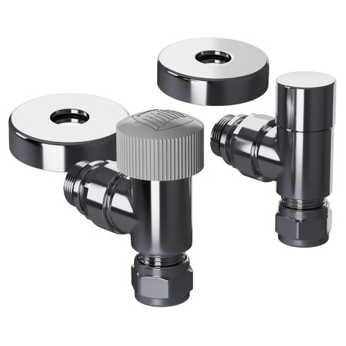 Набор термостатический угловой 1/2" Royal Thermo Design Pro 15мм М30х1,5 (Хром)