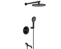Душевая система ViEiR V25003-3C, скрытый монтаж, с термостатом, с тропическим душем, черный