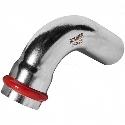 Угольник однораструбный ROMMER 90° НПр 28 мм из нержавеющей стали, RSS-0002-000028