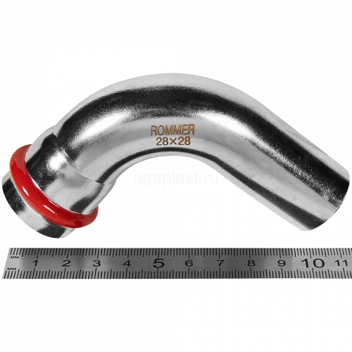 Угольник однораструбный ROMMER 90° НПр 28 мм из нержавеющей стали, RSS-0002-000028