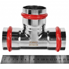 Тройник равнопроходной ROMMER 54 мм из нержавеющей стали, RSS-0013-000054