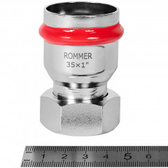 Переходник с накидной гайкой ROMMER ВПр-ВР 35 мм x 1" из нержавеющей стали, RSS-1026-000351