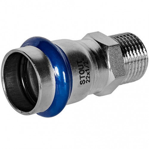 Переходник STOUT ВПр-НР, 22 мм x 1/2 дюйма, из нержавеющей стали, SSS-2021-002212
