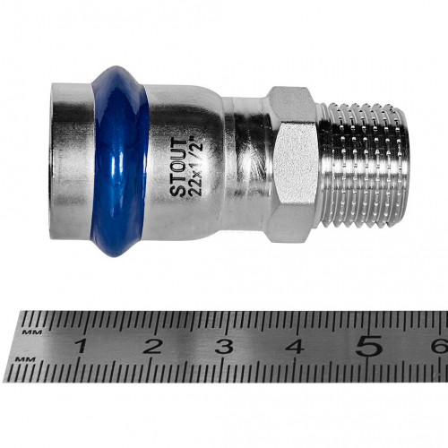 Переходник STOUT ВПр-НР, 22 мм x 1/2 дюйма, из нержавеющей стали, SSS-2021-002212