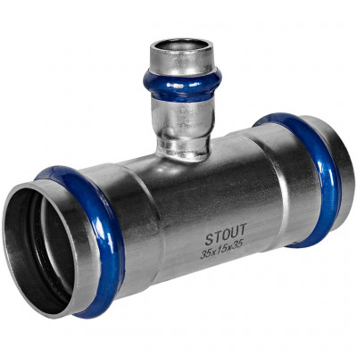 Тройник переходный STOUT ВПр, 35 x 15 x 35 мм, из нержавеющей стали, SSS-2014-351535
