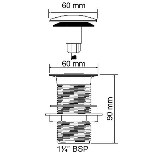 Выпуск для умывальника 60 мм решетка, без перелива, выход 1 1/4", хром McAlpine