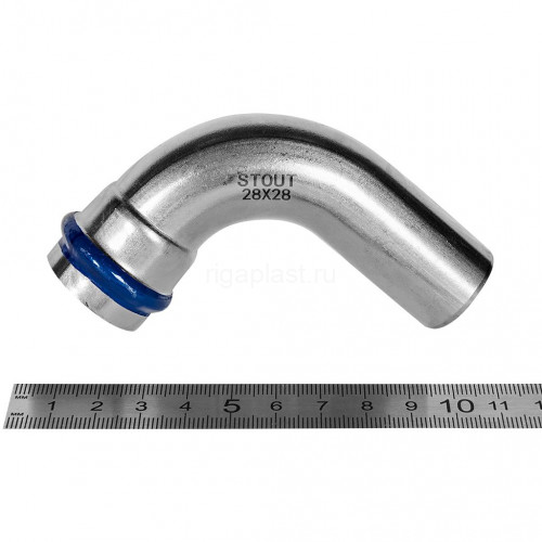 Угольник однораструбный STOUT 90° ВПр-НПр, 28 мм, из нержавеющей стали, SSS-2002-000028