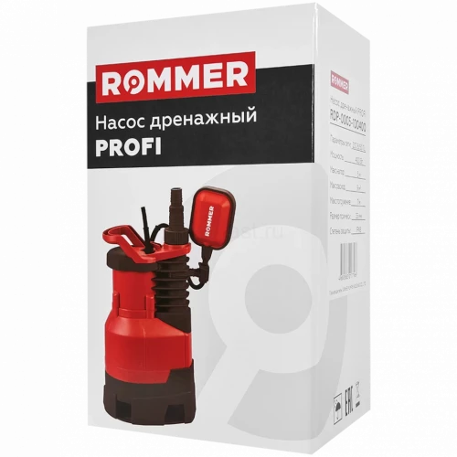 Насос дренажный PROFI 400 Вт, 5 м, 9 м3/ч, кабель 10 м, для грязной воды ROMMER