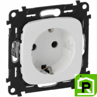 Розетка Legrand Valena Allure c заземлением, со шторками 753030+755205 Белая
