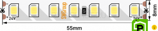 Лента светодиодная ПРО 2835, 126 LED/м, 13 Вт/м, 24В , IP20, Цвет: Холодный белый