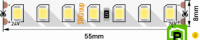 Лента светодиодная ПРО 2835, 126 LED/м, 13 Вт/м, 24В , IP20, Цвет: Холодный белый