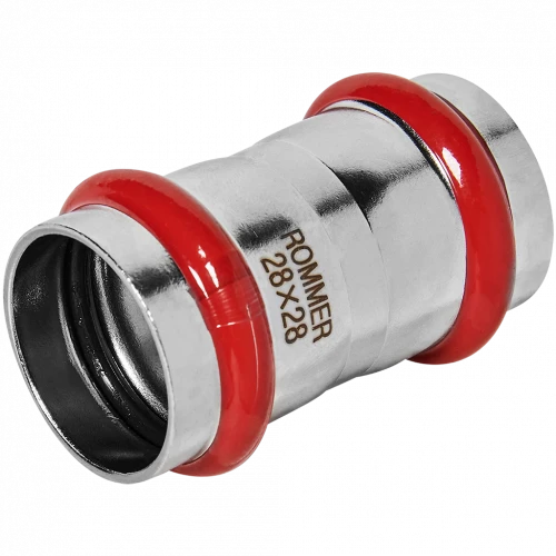 Муфта равнопроходная ROMMER 28 мм из нержавеющей стали, RSS-0017-000028