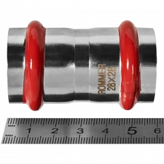 Муфта равнопроходная ROMMER 28 мм из нержавеющей стали, RSS-0017-000028