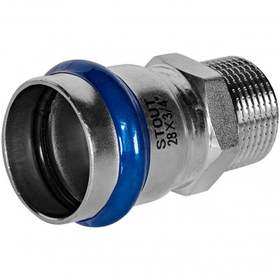 Переходник STOUT ВПр-НР, 28 мм x 3/4 дюйма, из нержавеющей стали, SSS-2021-002834