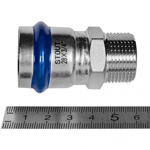 Переходник STOUT ВПр-НР, 28 мм x 3/4 дюйма, из нержавеющей стали, SSS-2021-002834