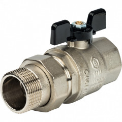 Кран шаровой полнопроходной STOUT с американкой, 1 1/4", ВР/НР, ручка «бабочка», SVB-0007-000032