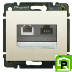 Розетка телефон+ПК RJ11+RJ45 CAT5 Legrand Galea Life - перламутр