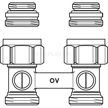 Узел Multiflex F ZB 3/4" х 1/2" НР, прямой, никелированный Oventrop