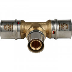 Тройник переходной 26х20х26 для металлопластиковых труб, прессовой STOUT SFP-0005-262026