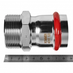 Переходник ROMMER НР 42 мм x 1 1/2" из нержавеющей стали, RSS-0021-042112
