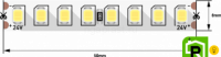 Лента светодиодная ПРО 2835, 160 LED/м, 14,4 Вт/м, 24В , IP20, Цвет: Теплый белый