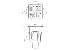 Трап для душа АНИ Пласт 120x120 мм, вертикальный выпуск, хром, ТА5714М