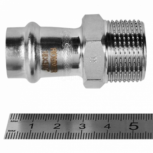 Переходник ВПр-НР 18х3/4" из стали нержавеющей, прессовой ROMMER