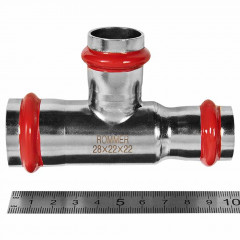 Тройник переходной ROMMER ВПр 28 x 22 x 22 мм из нержавеющей стали, RSS-1014-282222