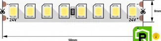 Лента светодиодная ПРО 2835, 160 LED/м, 14,4 Вт/м, 24В , IP20, Цвет: Холодный белый