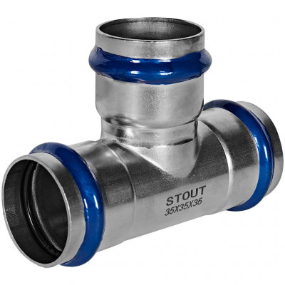 Тройник равнопроходный STOUT ВПр, 35 мм, из нержавеющей стали, SSS-2013-000035