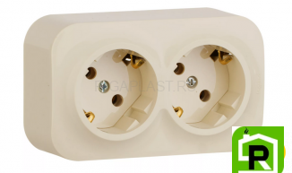 Розетка Legrand Quteo 2-ая 16А заземление (слоновая кость), 782263
