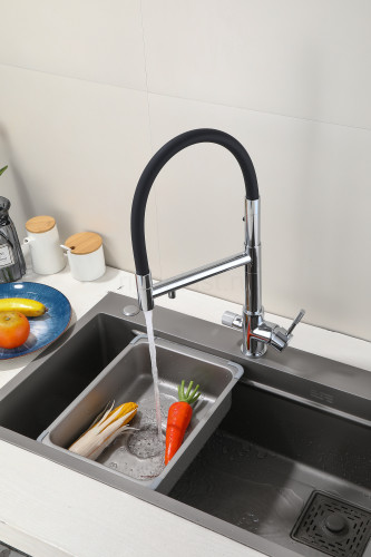 Смеситель для кухни HansenPRO HL15090, с подключением к фильтру, с гибким изливом, хром