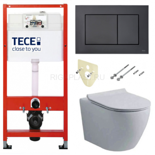 Инсталляция ТЕСЕ TECEbase 2.0 9400414 + унитаз GZ19321, панель смыва TECEnow черный матовый