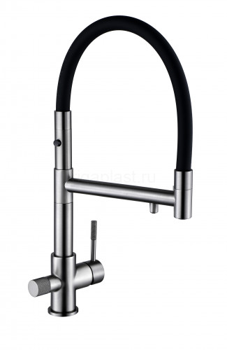 Смеситель для кухни HansenPRO HL15090-P, с подключением к фильтру, с гибким изливом, графит