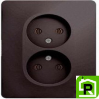 Розетка 2-ая электрическая без заземления, Графит, серия Glossa, Schneider Electric
