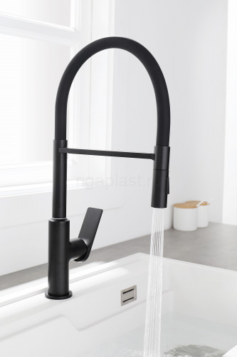 Смеситель для кухни GANZER GZ07126-C, с гибким изливом, черный